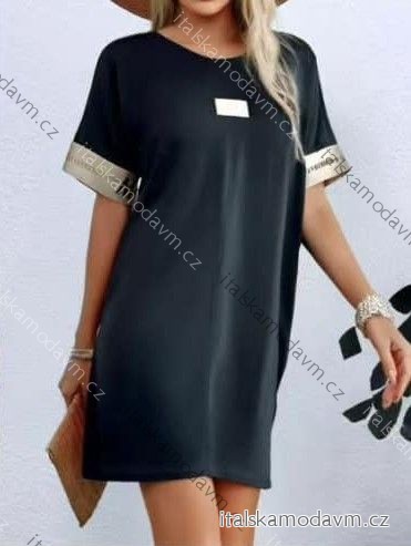 Šaty krátké letní krátký rukáv dámské nadrozměr (52/54/56 ONE SIZE) ITALSKÁ MÓDA IMC25172