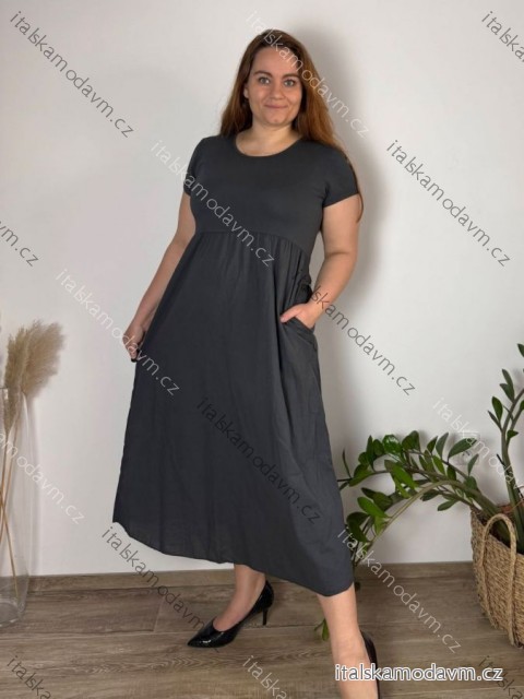 Šaty dlhé voľnočasové letné dámske nadrozmer (46/48/50 ONE SIZE) TALIANSKA MÓDA IM425SUSANA/DUR