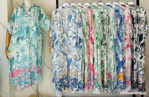 Šaty dlhé letné košeľové dlhý rukáv dámske (S/M ONE SIZE) TALIANSKA MÓDA IMPEM25r9732.