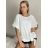 Tunika s přívěskem krátký rukáv dámská nadrozměr (L/XL/2XL ONE SIZE) ITALSKÁ MÓDA IMD23316/DU bílá
