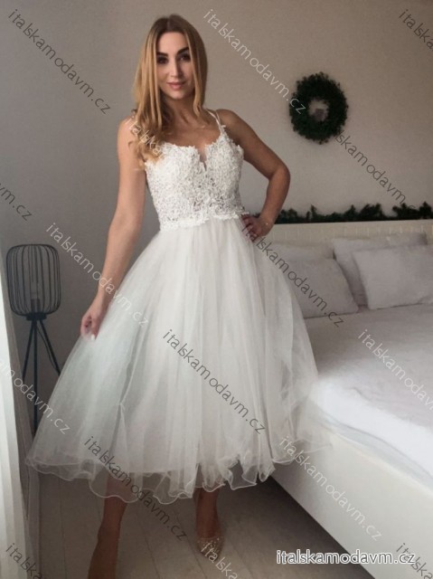 Šaty krátke spoločenské na ramienka dámske (S/M ONE SIZE) TALIANSKA MÓDA IMM23M60052/DUR -   biela -   S / M