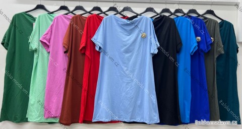 Tunika predĺžená krátky rukáv dámska nadrozmer (52/54/56 ONE SIZE) TALIANSKA MÓDA IM425209