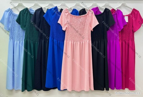 Šaty krátke elegantné letné krátky rukáv dámske nadrozmer (44/46/48 ONE SIZE) TALIANSKA MÓDA IM425245