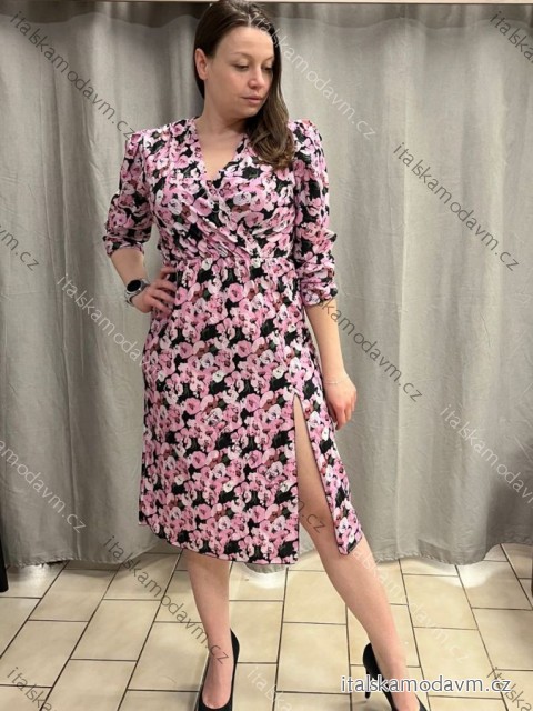 Šaty elegantné dlhé jraní dlhý rukáv dámske Andy (S/M/L ONE SIZE) TALIANSKA MÓDA IMD22290-3/DUR