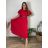 Šaty dlouhé elegantní plisované krátký rukáv dámské nadrozměr (54/56/58 ONE SIZE) ITALSKÁ MÓDA IM425AMOR/DR 54/56/58 červená