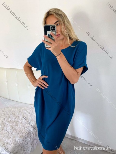 Šaty volnočasové oversize krátký rukáv dámské letní nadrozměr (XL/2XL/3XL ONE SIZE) ITALSKá MODA IM723POLY