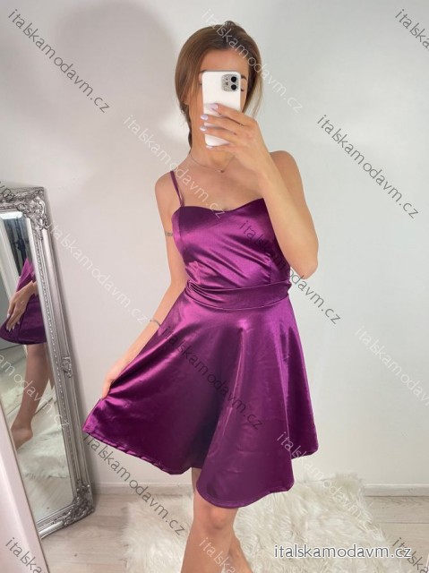 Šaty elegantní společenské na ramínka dámské Lolita (XS/S ONE SIZE) ITALSKá MóDA IM322461/DUR XS/S fialová