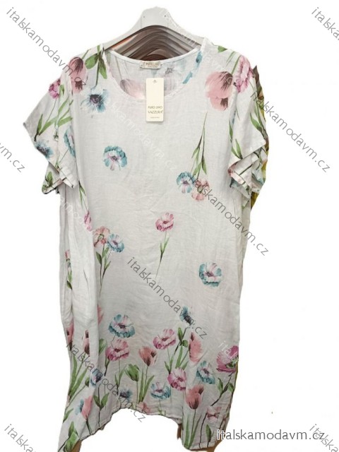 Šaty voľnočasové letné kvetinové krátky rukáv dámske (S/M/L ONE SIZE) TALIANSKA MÓDA IM725109