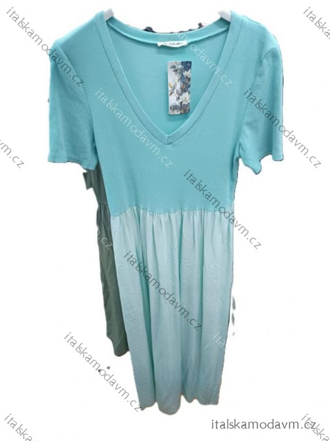 Šaty letní krátký rukáv dámské (S/M/L ONE SIZE) ITALSKÁ MÓDA IMSM25013