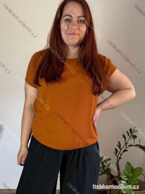 Tunika krátky rukáv dámska nadrozmer TAMARA (42/44/46 ONE SIZE) TALIANSKA MÓDA IMC24057/DUR béžová 42/44/46