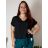 Tunika/blúzka krátky rukáv dámska nadrozmer (2XL/3XL/4XL ONE SIZE) TALIANSKA MÓDA IMD231458/ DR černá
