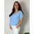 Tunika/blúzka krátky rukáv dámska nadrozmer (2XL/3XL/4XL ONE SIZE) TALIANSKA MÓDA IMD231458/DUR 2XL/3XL modrá