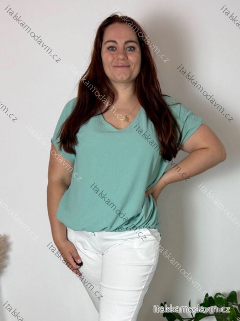 Tunika/blúzka krátky rukáv dámska nadrozmer (2XL/3XL/4XL ONE SIZE) TALIANSKA MÓDA IMD231458/DUR