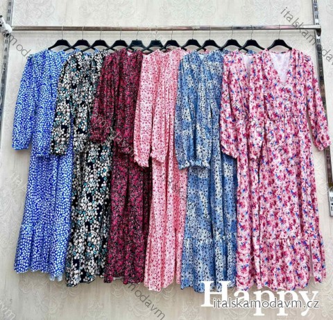 Šaty dlouhé volnočasové letní dlouhý rukáv dámské (XS/S/M ONE SIZE) ITALSKÁ MÓDA IMWHP25529