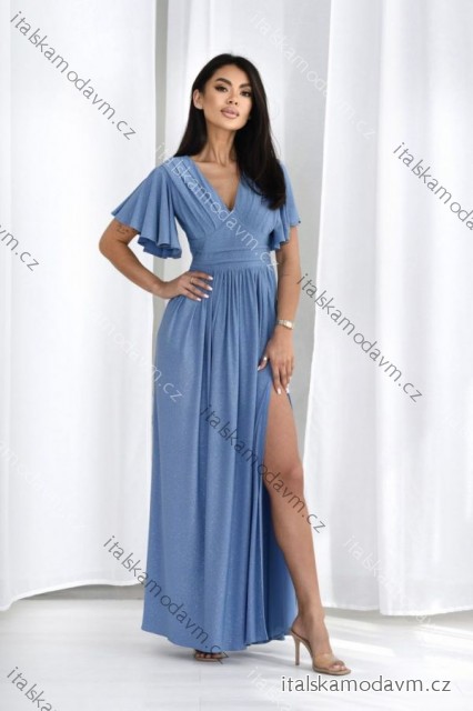 Šaty dlhé elegantný krátky rukáv dámske nadrozmer (36-48) POLSKÁ MÓDA PMLMC25CELINE2