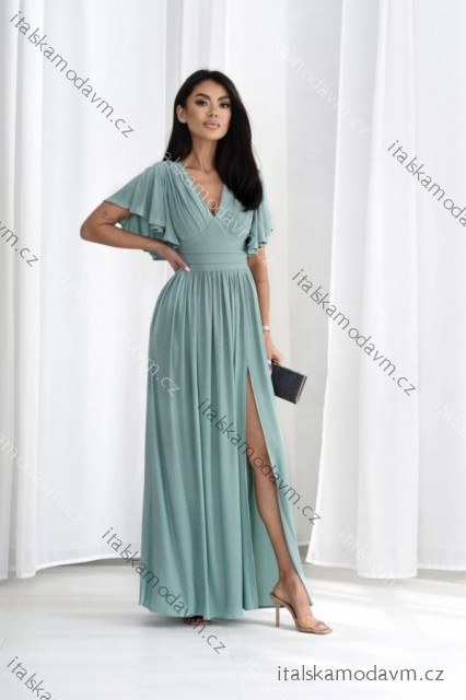 Šaty dlhé elegantný krátky rukáv dámske nadrozmer (36-48) POLSKÁ MÓDA PMLMC25CELINE3