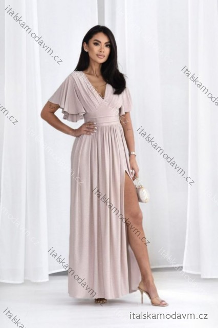 Šaty dlhé elegantný krátky rukáv dámske nadrozmer (36-48) POLSKÁ MÓDA PMLMC25CELINE4