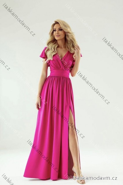 Šaty dlhé elegantný krátky rukáv dámske nadrozmer (34-52) POLSKÁ MÓDA PMLMC25SELENAA4