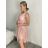 Šaty společenské elegantní krátké bez rukávů tilové dámské Nikol (S/M ONE SIZE) ITALSKá MóDA IMM22305/DR starorůžová