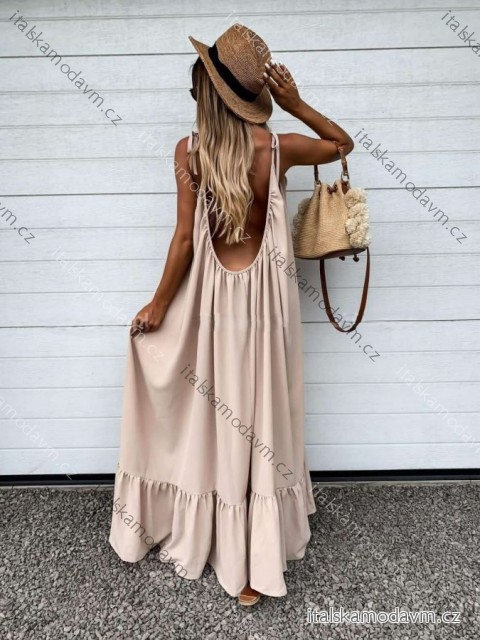 Šaty dlouhé maxi oversize letní na ramínka dámské (S/M/L ONE SIZE) ITALSKÁ MÓDA IMWAE25698