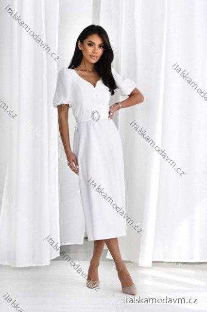 Šaty elegantné s opaskom krátky rukáv dámske nadrozmer (36-46) POLSKÁ MÓDA PMLMC25PARIS2