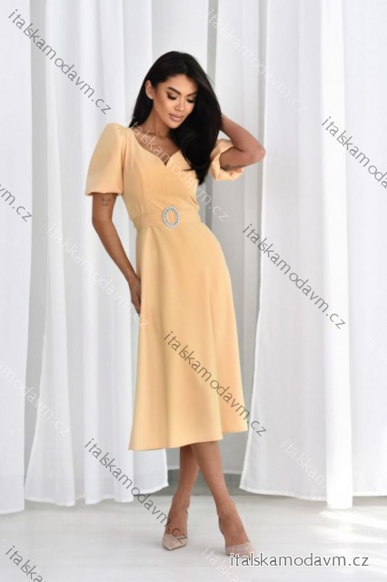 Šaty elegantné s opaskom krátky rukáv dámske nadrozmer (36-46) POLSKÁ MÓDA PMLMC25PARIS4