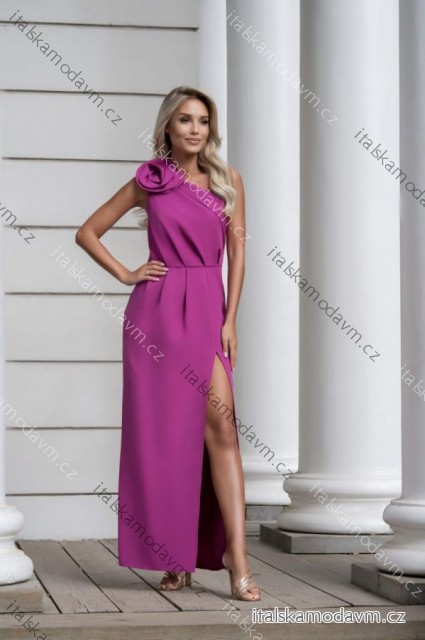 Šaty dlouhé společenské elegantní bez rukávu dámské nadrozměr (36-44) POLSKÁ MÓDA PMLMC25HERMES4 růžová fuchsiová 42