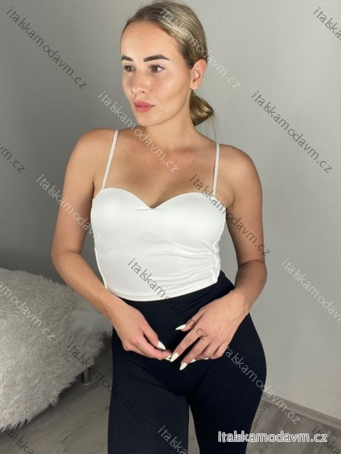 Croptop elegantný na ramienka dámsky Lola (S/M ONE SIZE) TALIANSKA MÓDA IMM24M25206/DU bílá S/M
