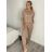 Súprava úpletová sveter s kapucňou a nohavicami dámska (S/M ONE SIZE) TALIANSKA MÓDA IMPMD237076/DR S / M hnedá