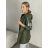 Bunda s kapucňou dámske nadrozmer (40/42/44 ONE SIZE) TALIANSKA MÓDA IM425BARI/DR 40/42 zelená khaki