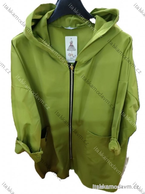 Bunda bavlněná jarní s kapucí dlouhý rukáv dámská nadrozměr (42/44/46 ONE SIZE) ITALSKÁ MÓDA IMSM25034