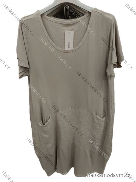 Šaty volnočasové letní s kapsami krátký rukáv dámské nadrozměr (42/44/46 ONE SIZE) ITALSKá MODA IM725002
