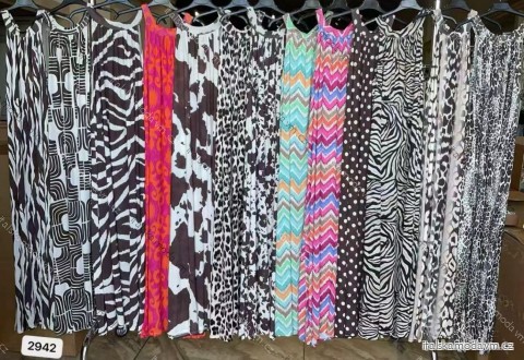 Šaty dlouhé icecool crowprint a leopardí bez rukávu dámské (S/M/L ONE SIZE) ITALSKÁ MÓDA IMM25M2942