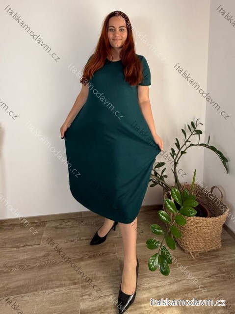 Šaty oversize letný krátky rukáv dámske nadrozmer MODENA (52/54/56 ONE SIZE) TALIANSKA MÓDA IM425173/DU