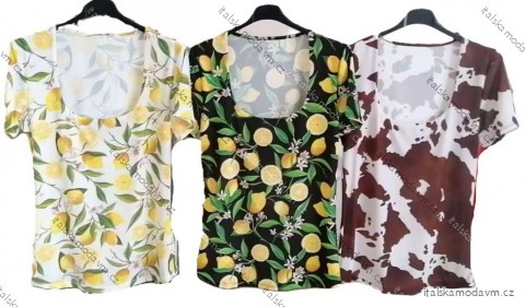 Tričko citronky lemon cowprint krátký rukáv dámské (XS/S/M ONE SIZE) IMM25M1108