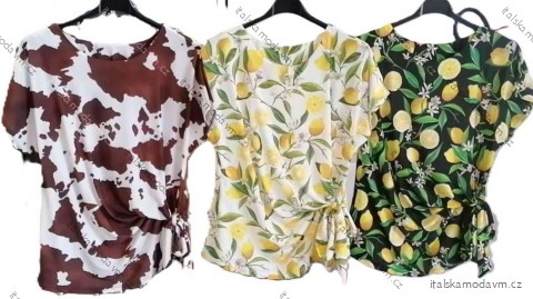 Tričko citronky lemon cowprint krátký rukáv dámské (S/M/L ONE SIZE) IMM25M5256