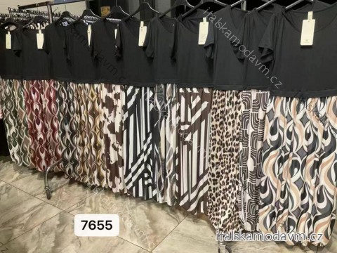 Šaty dlouhé elegantní letní krátký rukáv dámské nadrozměr (42/44/46 ONE SIZE) ITALSKÁ MÓDA IMM25M7655