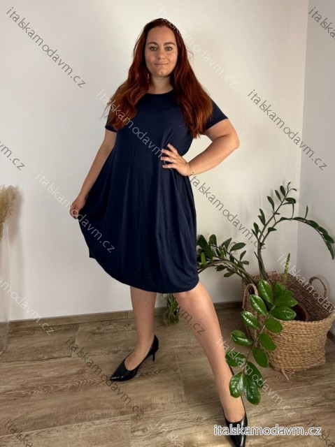 Šaty letní oválné  krátký rukáv dámské nadrozměr ADDA (50/52/54 ONE SIZE) ITALSKÁ MÓDA IM425011