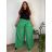 Nohavice dlhé letné dámske nadrozmer DANIELLA (52/54/56 ONE SIZE) TALIANSKA MÓDA IM425DANIELLA/DU  čierna