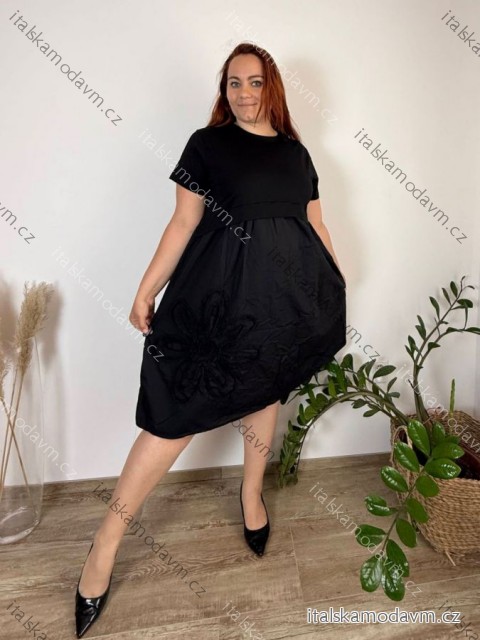 Šaty krátky rukáv dámske nadrozmer ELEONA (46/48/50 ONE SIZE) TALIANSKA MÓDA IMSM25ELEONA