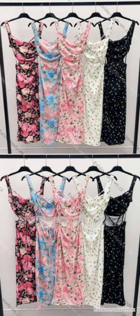 Šaty dlhé letné kvetované na ramienka dámske (XS/S/M ONE SIZE) TALIANSKA MÓDA IMM25M29624