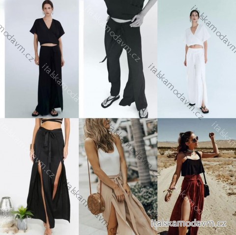 Kalhoty dlouhé letní dámské (S/M/L ONE SIZE) ITALSKÁ MÓDA IMM25M11156