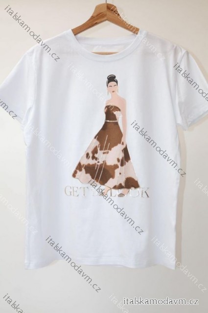 Tričko crowprint krátký rukáv dámské (S/M/L ONE SIZE) ITALSKÁ MÓDA IMM25M299C