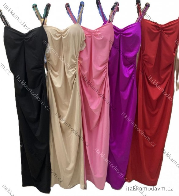 Šaty dlouhé letní elegantní na ramínka dámské (XS/S/M ONE SIZE) ITALSKÁ MÓDA IMM25M39535