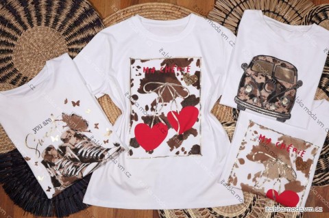 Tričko crowprint krátký rukáv dámské (S/M/L ONE SIZE) ITALSKÁ MÓDA IMM25M299G