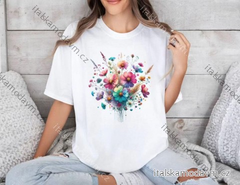 Tričko krátky rukáv dámske (XS/S/M ONE SIZE) TALIANSKA MÓDA IMM25M2415H