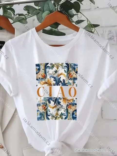 Tričko krátký rukáv dámské (XS/S/M ONE SIZE) ITALSKÁ MÓDA IMM25M2415CIAO