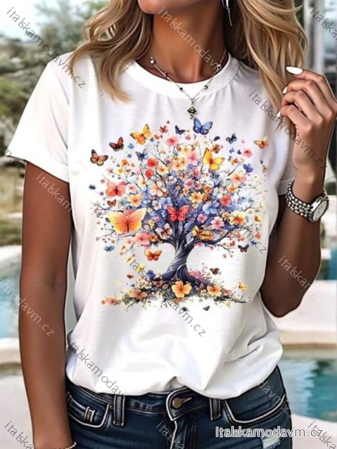 Tričko krátky rukáv dámske (XS/S/M ONE SIZE) TALIANSKA MÓDA IMM25M2415MOTYL