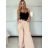 Nohavice elegantné s opaskom dámske ISABELA (S/M/L ONE SIZE) TALIANSKA MÓDA IMD25006/DU - ružová - S/M/L