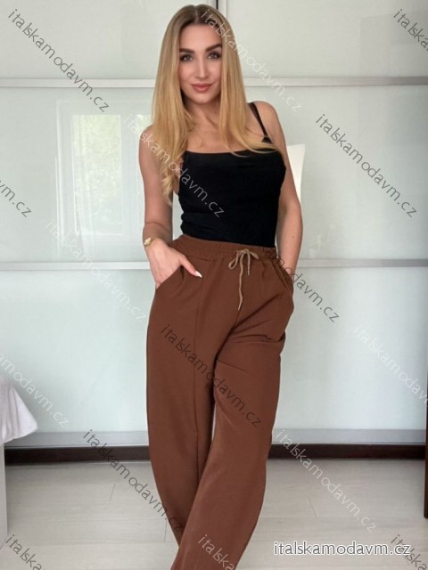 Nohavice dlhé dámske (S/M ONE SIZE) TALIANSKA MÓDA IMPVN25428/DU -   hneda čokoládová -   S / M